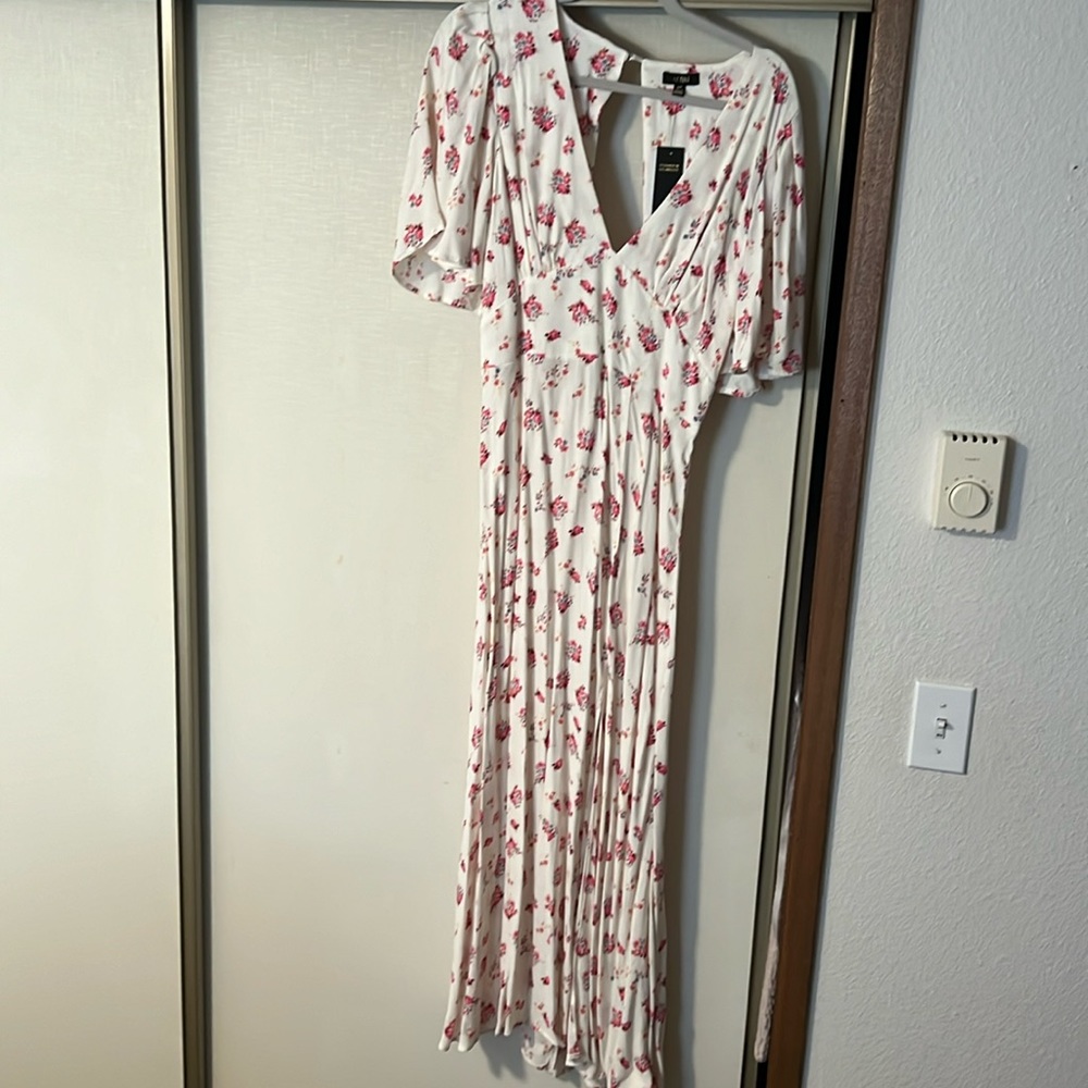 AFRM white midi dress with pink flowers. Size small